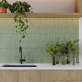 Deco Lingot Mint 32 x 62.5cm fluted porcelain tile room setting