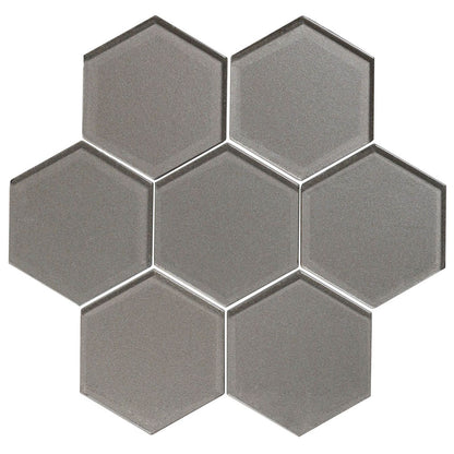 Dionysus Metallic Hexagon Glass Mosaic Wall Tile