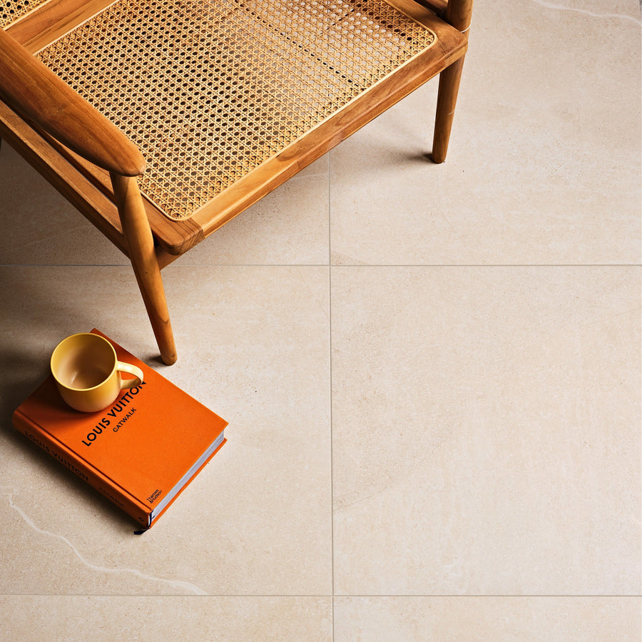 Beige ceramic floor tile dorset porcelain beige with matte finish and subtle veining for indoor use