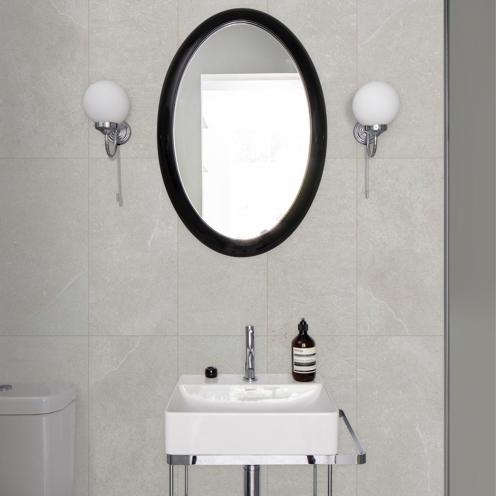 Dorset Porcelain White Wall & Floor Tile 60x30cm in a bathroom setting