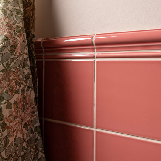 Duchy Pink Albert Moulding Ceramic Wall Tile 152x40mm - alternate view