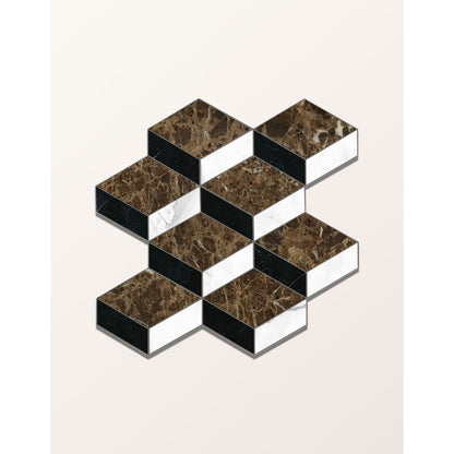 Echelon Porcelain Matt Cube Mosaic Emperador 30x35cm - image 2