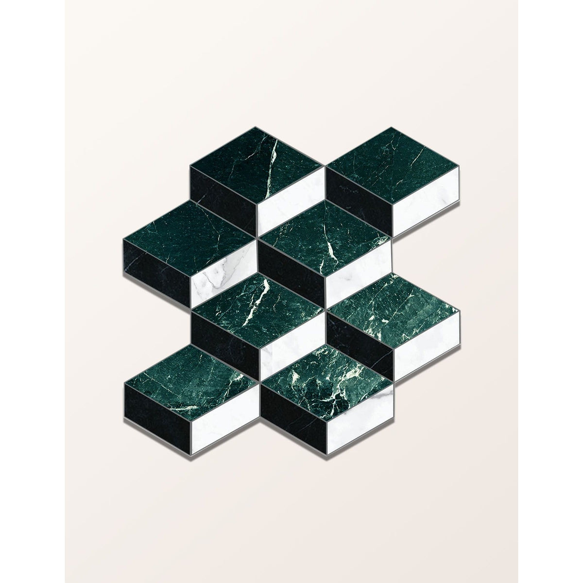 Echelon Porcelain Matt Cube Mosaic Verdi 30x35cm - image 1