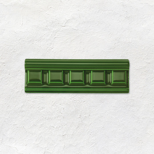 Edwardian Green Dentil Moulding Ceramic Wall Tile 152x50mm