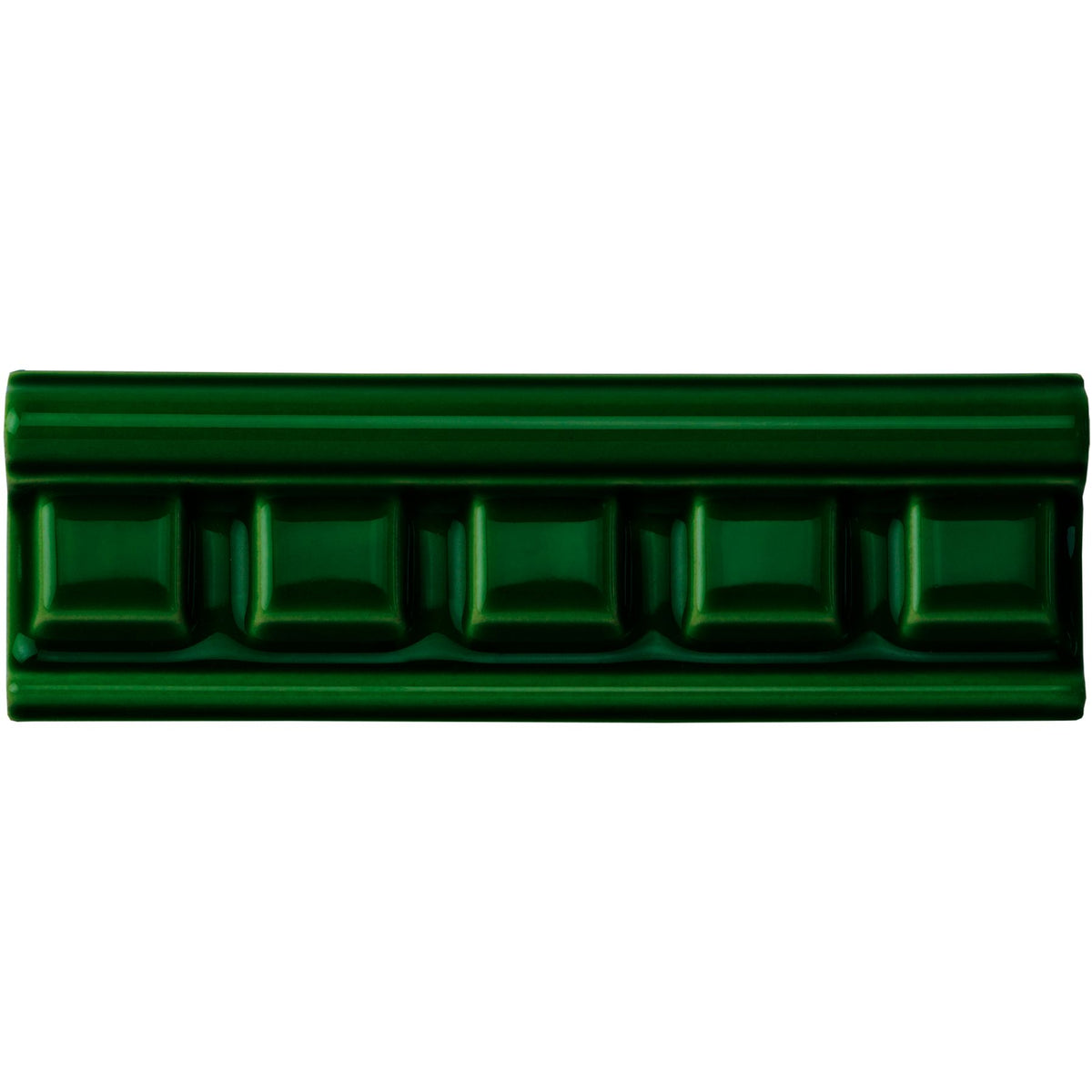 Edwardian Green Dentil Moulding Ceramic Wall Tile 152x50mm - Gloss