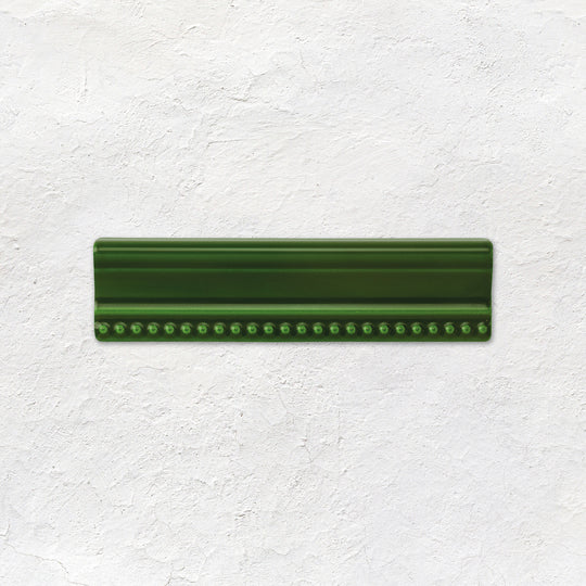 Edwardian Green Hogarth Moulding Ceramic Wall Tile 152x38mm