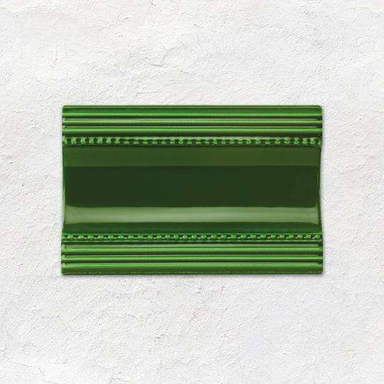 Edwardian Green Plain Cornice Ceramic Wall Tile 152x75mm