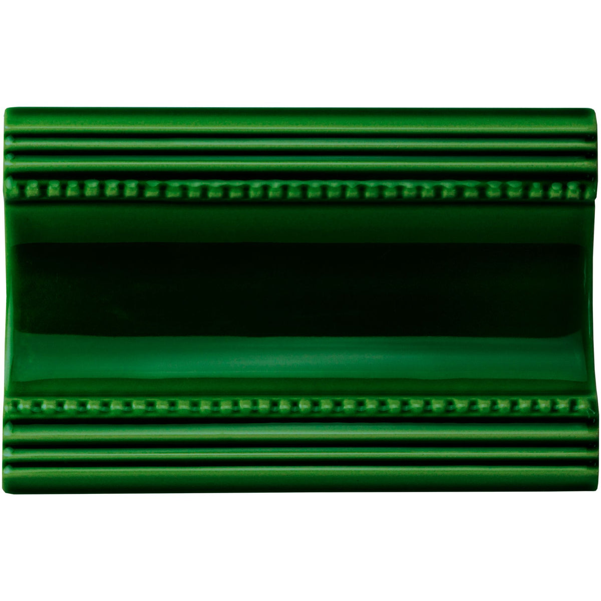 Edwardian Green Plain Cornice Ceramic Wall Tile 152x75mm - Gloss