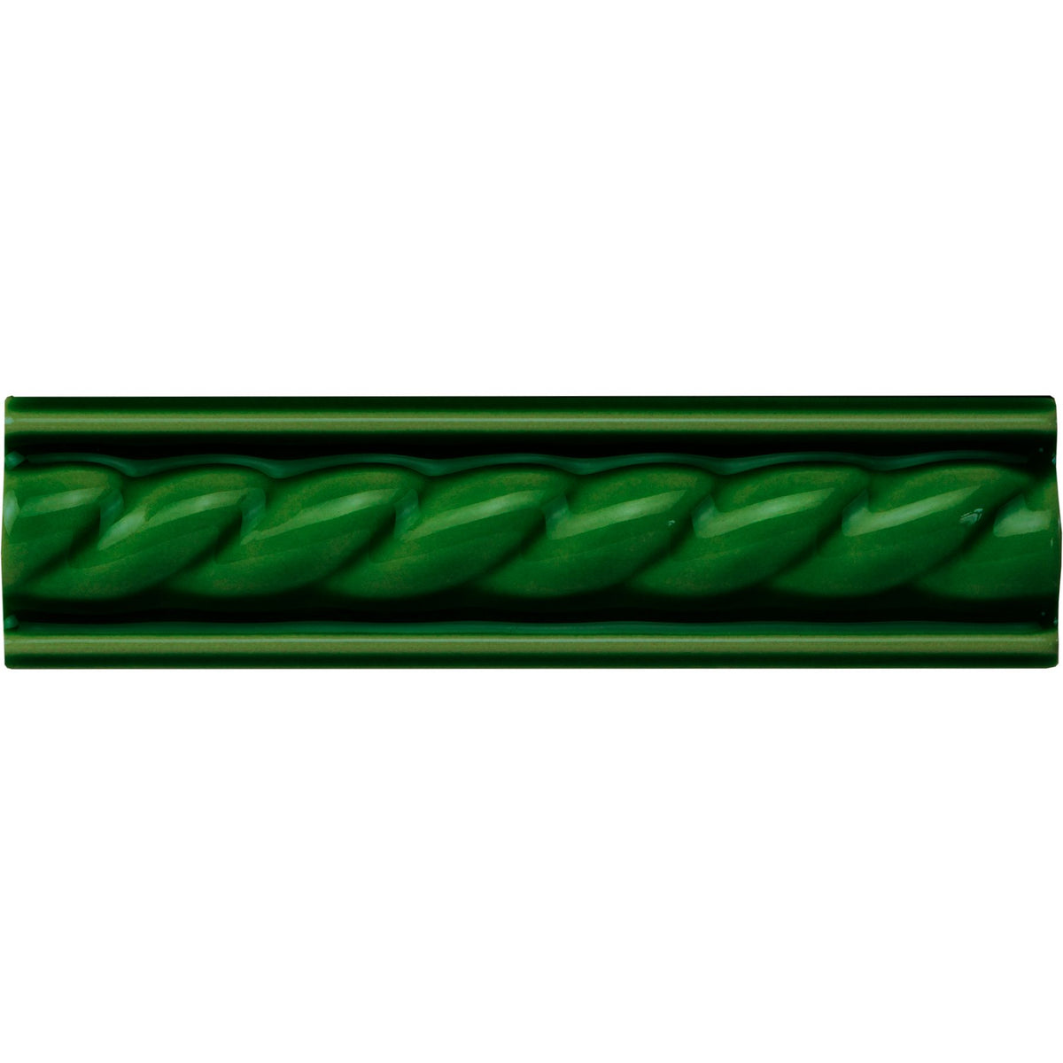 Edwardian Green Rope Moulding Ceramic Wall Tile 152x40mm - Gloss