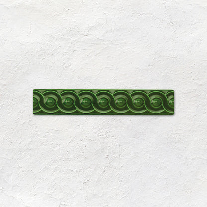 Edwardian Green Scroll Moulding Ceramic Wall Tile 152x29mm