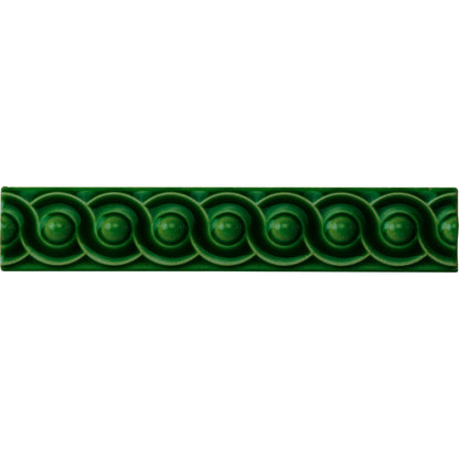 Edwardian Green Scroll Moulding Ceramic Wall Tile 152x29mm