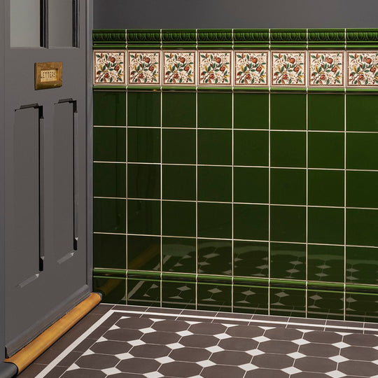 Edwardian Green Skirting Tile 152x152mm - alternate view