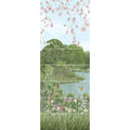 English garden decorative 8-tile set panel a vertical garden wallpaper with pink blossoms lush greenery and wildflowers