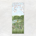 Rectangular wall art panel from English Garden decorative 8-tile set featuring pastel pink blossoms and green trees