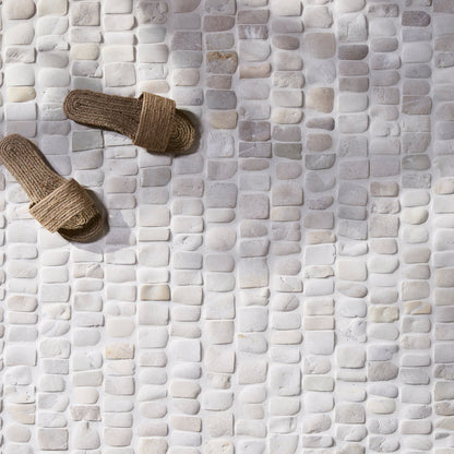 Enso Cobble Mosaic Strip Chalk Limestone Tiles