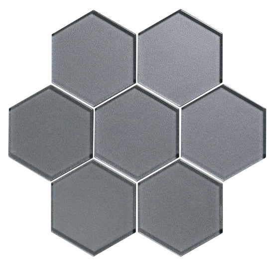 Erebos Metallic Hexagon Glass Mosaic Wall Tile - alternate view