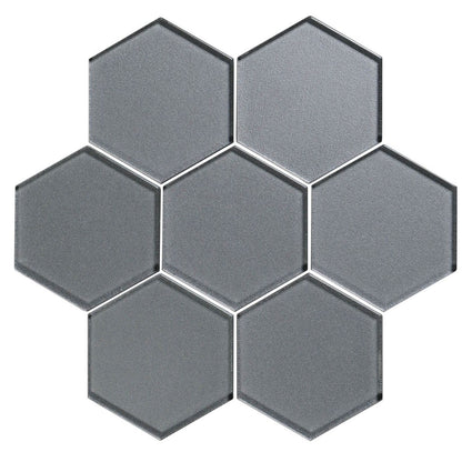 Erebos Metallic Hexagon Glass Mosaic Wall Tile