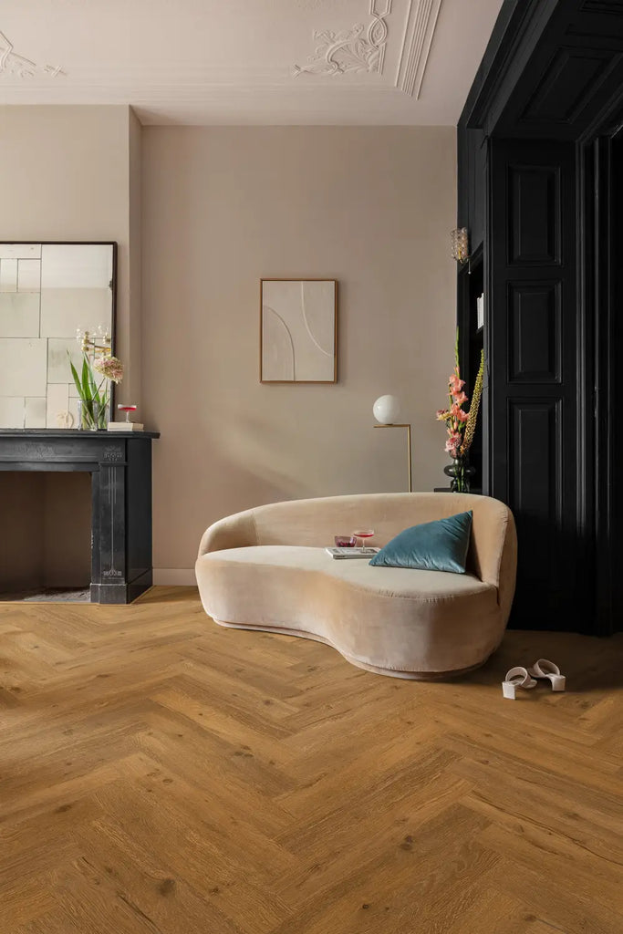Traditional vinyl in terms of style, Ikura F333 Herringbone Luxury Vinyl Planks stocked by Hyperion Tiles