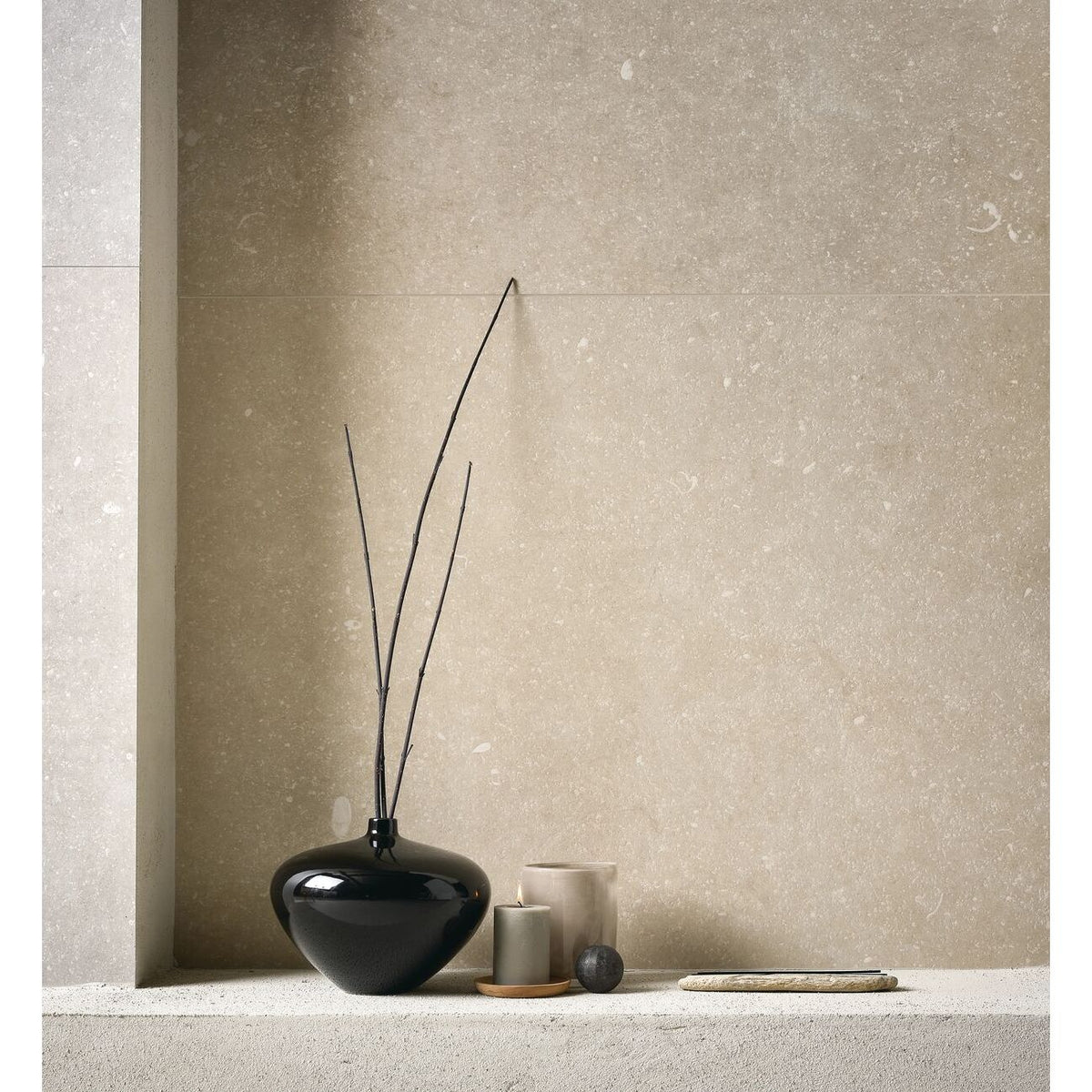 Frame Dune Beige porcelain tile room setting