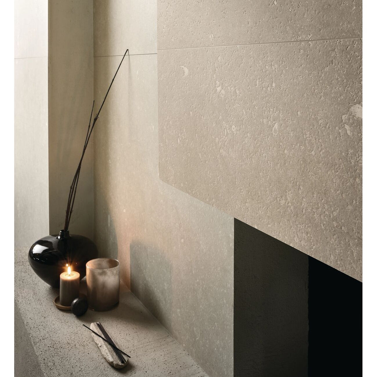 Frame Moor Taupe porcelain tile room setting