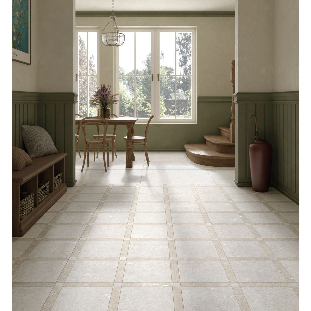 Frame Chalk White porcelain tiles interior scheme