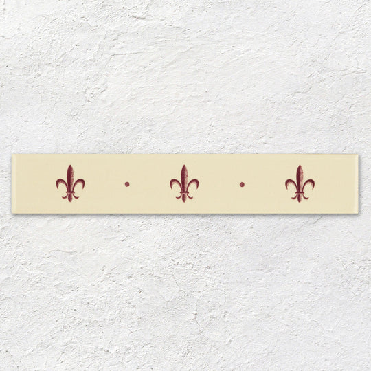 Fleur de Lis Border Burgundy on County White - alternate view