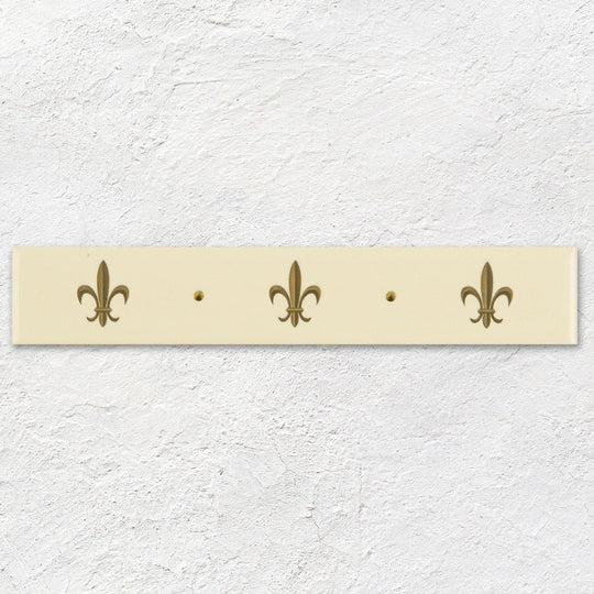 Fleur de Lis Border Gold on County White Ceramic Wall Tile 152x25mm