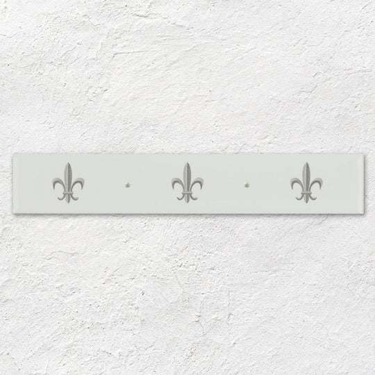 Fleur de Lis Border Platinum on Brilliant White - alternate view