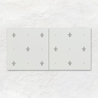 Fleur de Lis Platinum on Brilliant White (2 Tile Set) - thumbnail 1