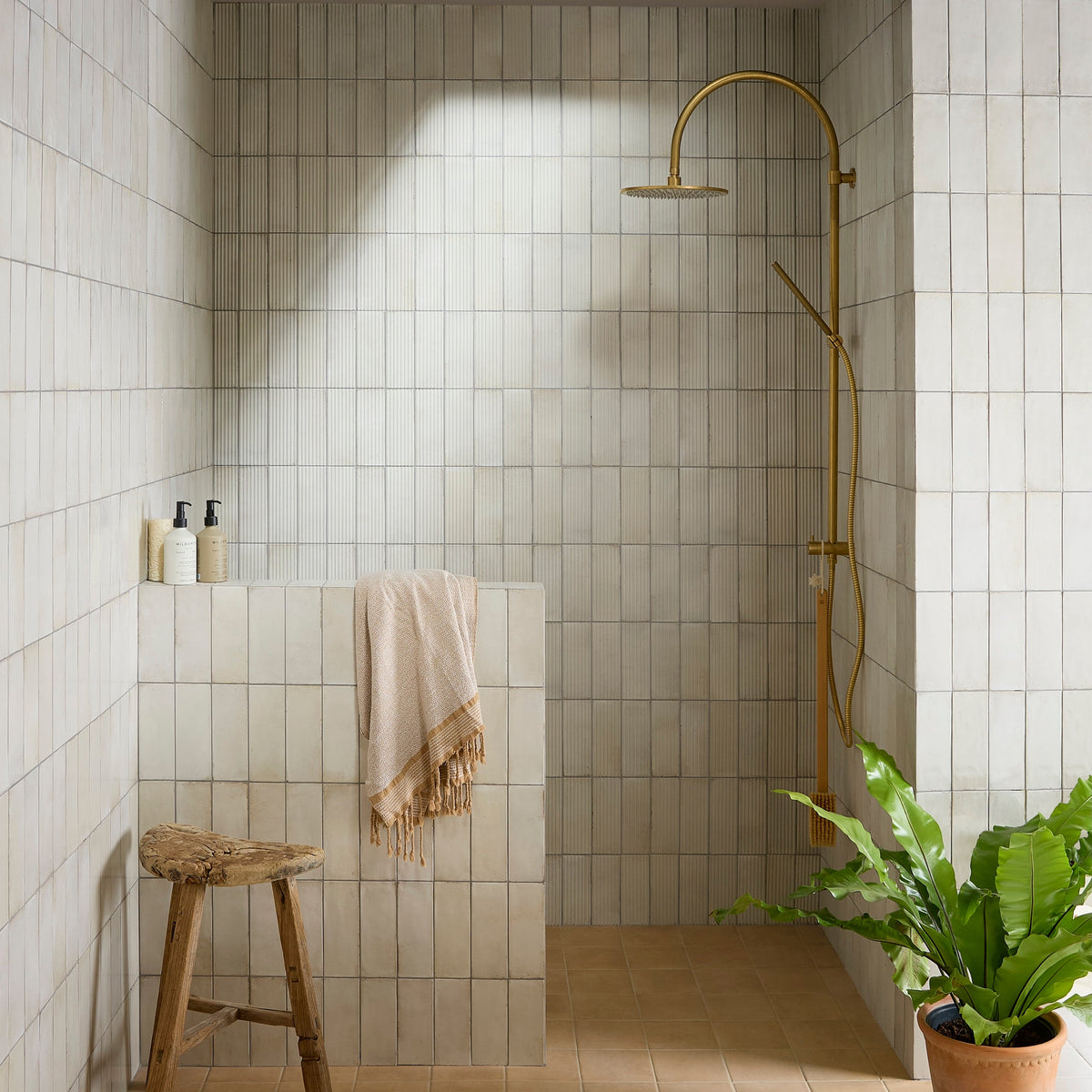 Fontenay Porcelain Pleated Wall Tiles pleated porcelain wall tiles in a shower