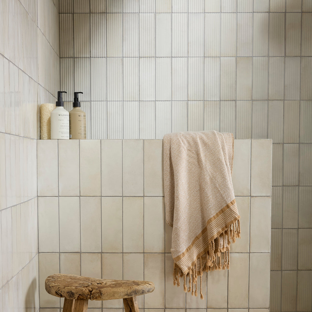Fontenay Porcelain Pleated Wall Tiles pleated wall tiles in a bathroom