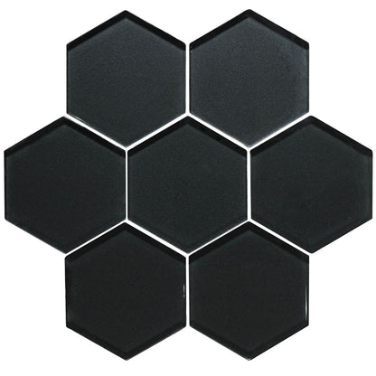 Hera Metallic Hexagon Glass Mosaic Wall Tile