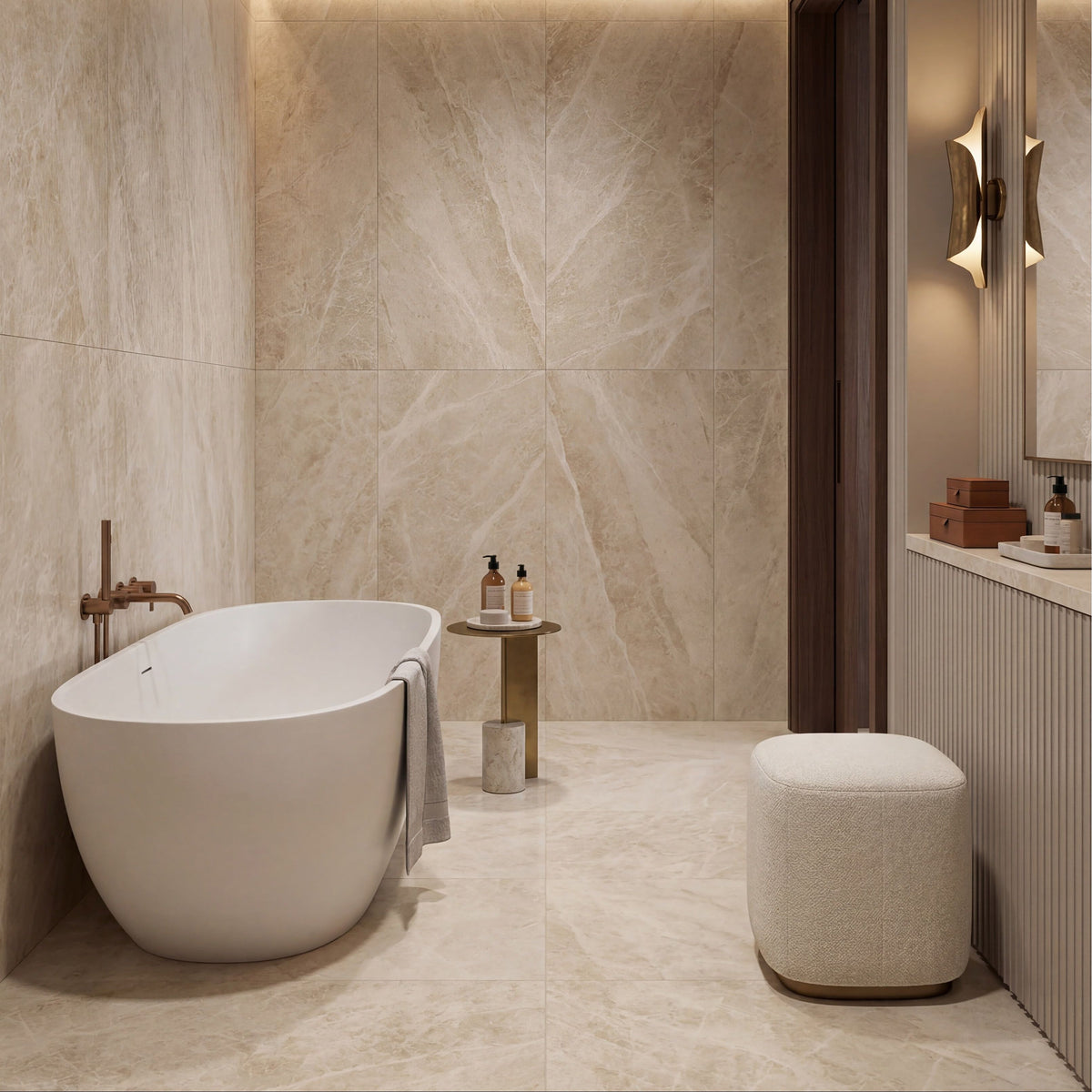Hoxton Porcelain Linen Matt porcelain tile with a soft linen texture