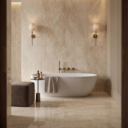 Hoxton Porcelain Linen Matt, a beige linen-effect porcelain tile