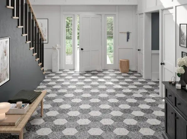 shiny gold-hued hexagonal mosaic tile wall showcasing durable design for effective mosaic tile maintenance and gleaming upkeep