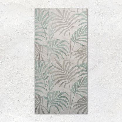 Eden Hothouse 60x30cm rectangular wall tile with watercolor tropical leaf pattern in muted sage and gray tones
