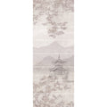 Eastern mist decorative 8-tile set panel b features a delicate monochromatic wallpaper panel with east asian pagoda and misty mountains