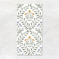 A rectangular white arts & crafts flora blue 60x30cm wall tile with delicate watercolor floral pattern in green yellow and purple