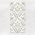 A rectangular arts & crafts flora pink wall hanging with watercolor sage green leaves yellow daisies and pale pink blossoms