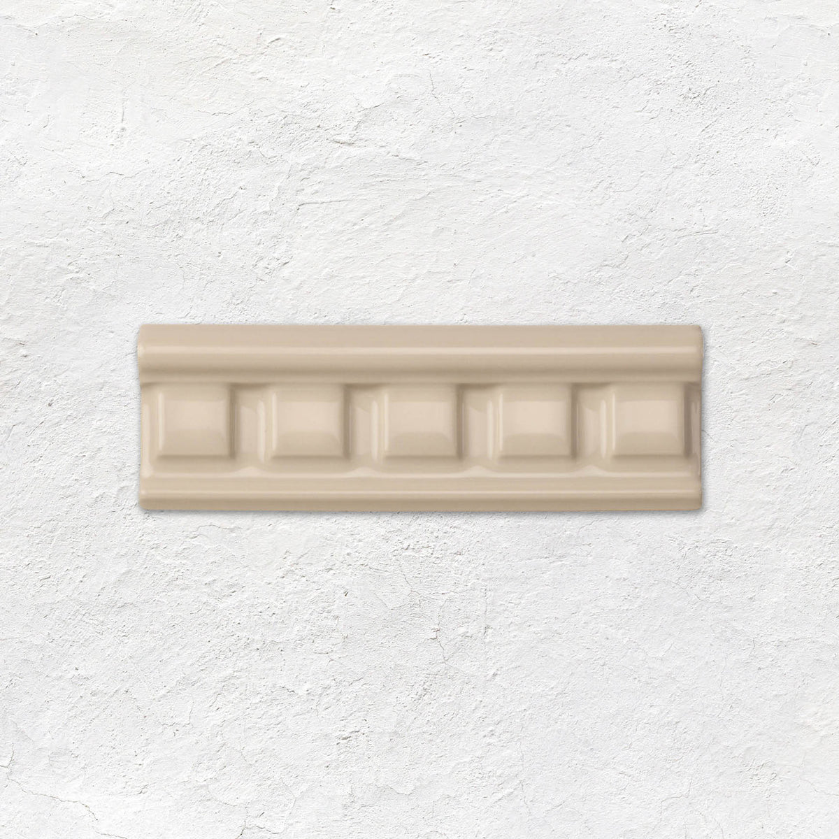 Ivory Dentil Moulding Ceramic Wall Tile 152x50mm - Gloss - Cream & Beige