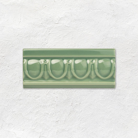 Jade Breeze Egg & Dart Moulding Ceramic Wall Tile 152x65mm