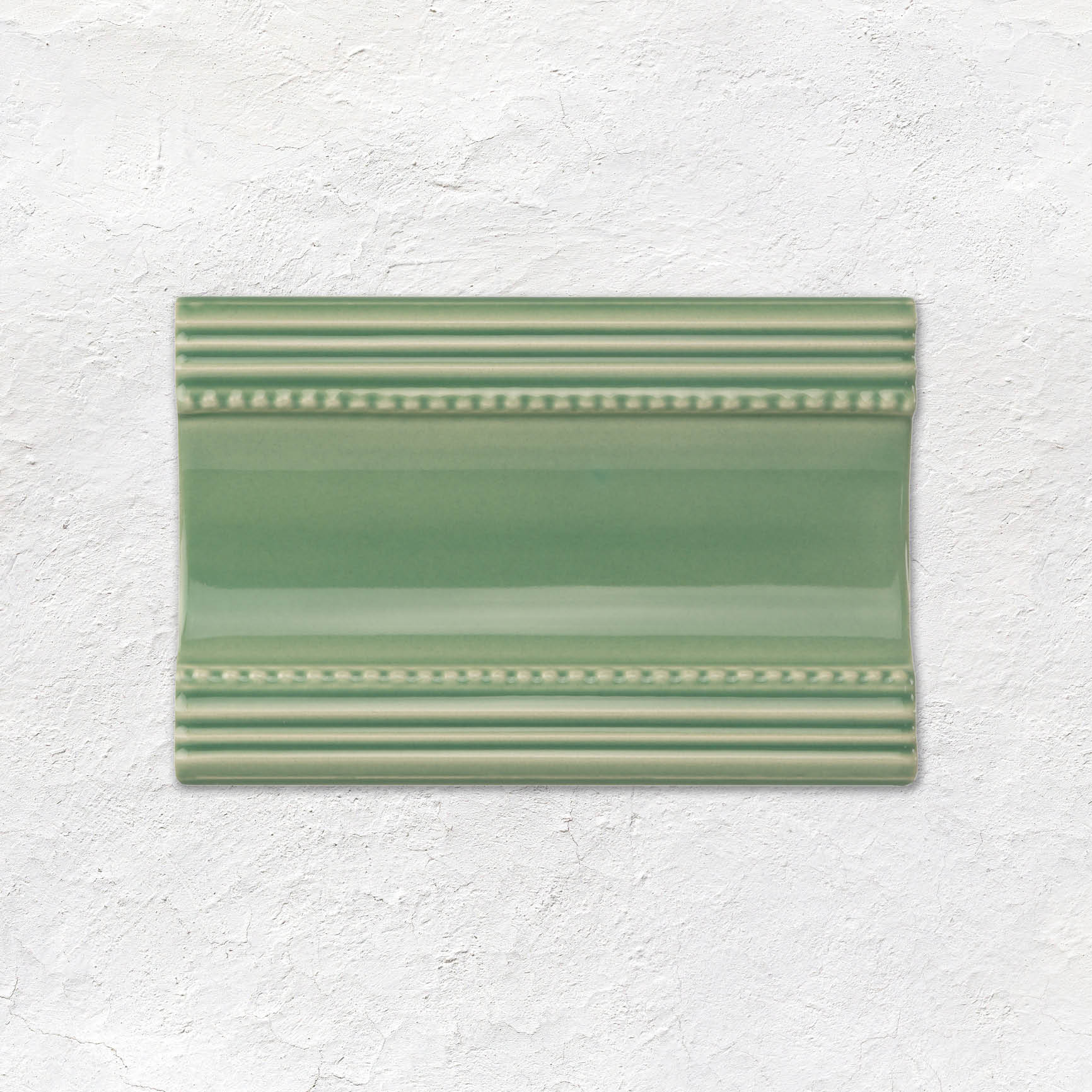 Jade Breeze Plain Cornice Ceramic Wall Tile 152x75mm - Gloss - Green
