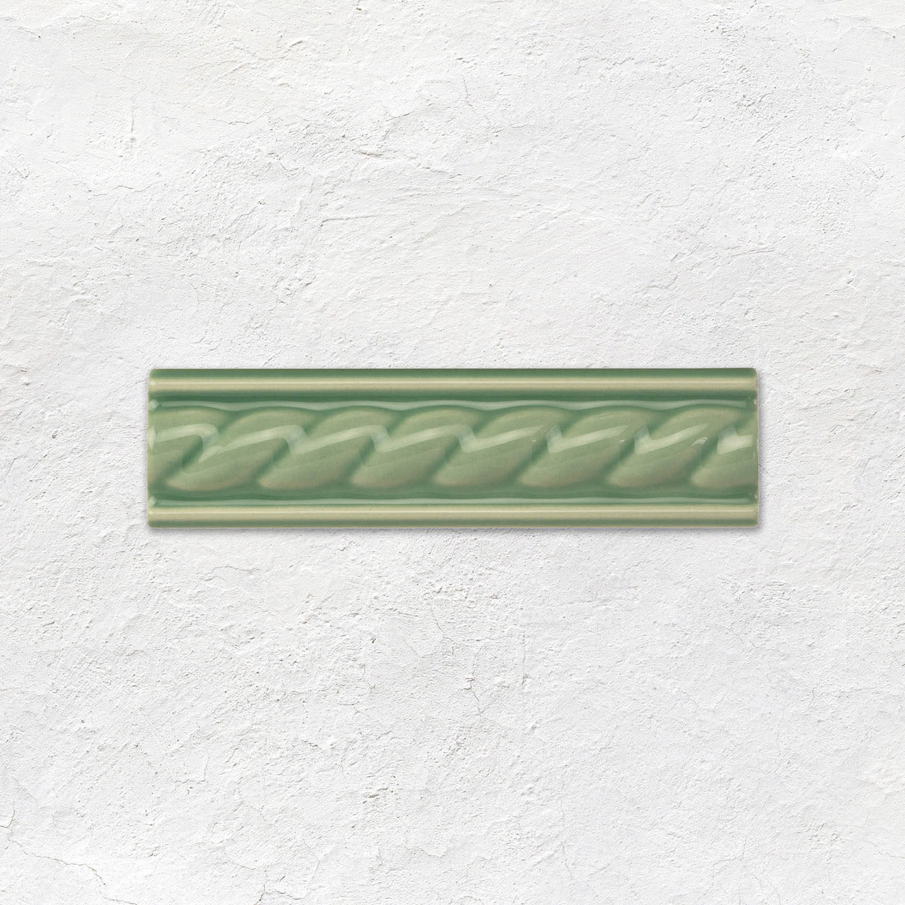 Jade Breeze Rope Moulding Ceramic Wall Tile 152x40mm - Gloss - Green