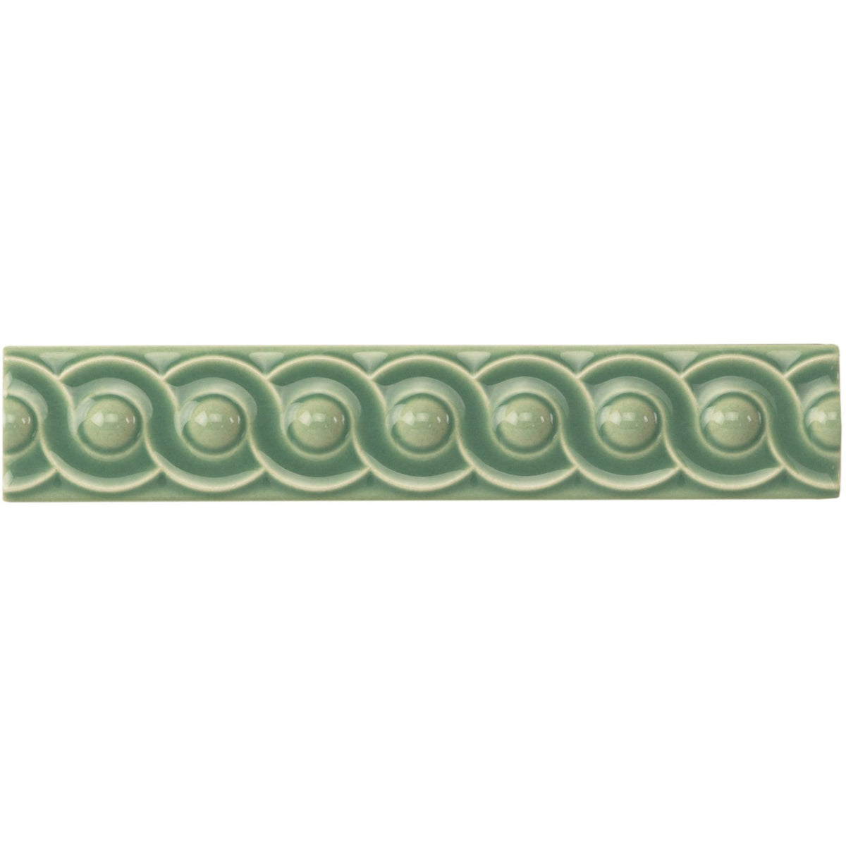 Jade Breeze Scroll Moulding Ceramic Wall Tile 152x29mm - Gloss - Green