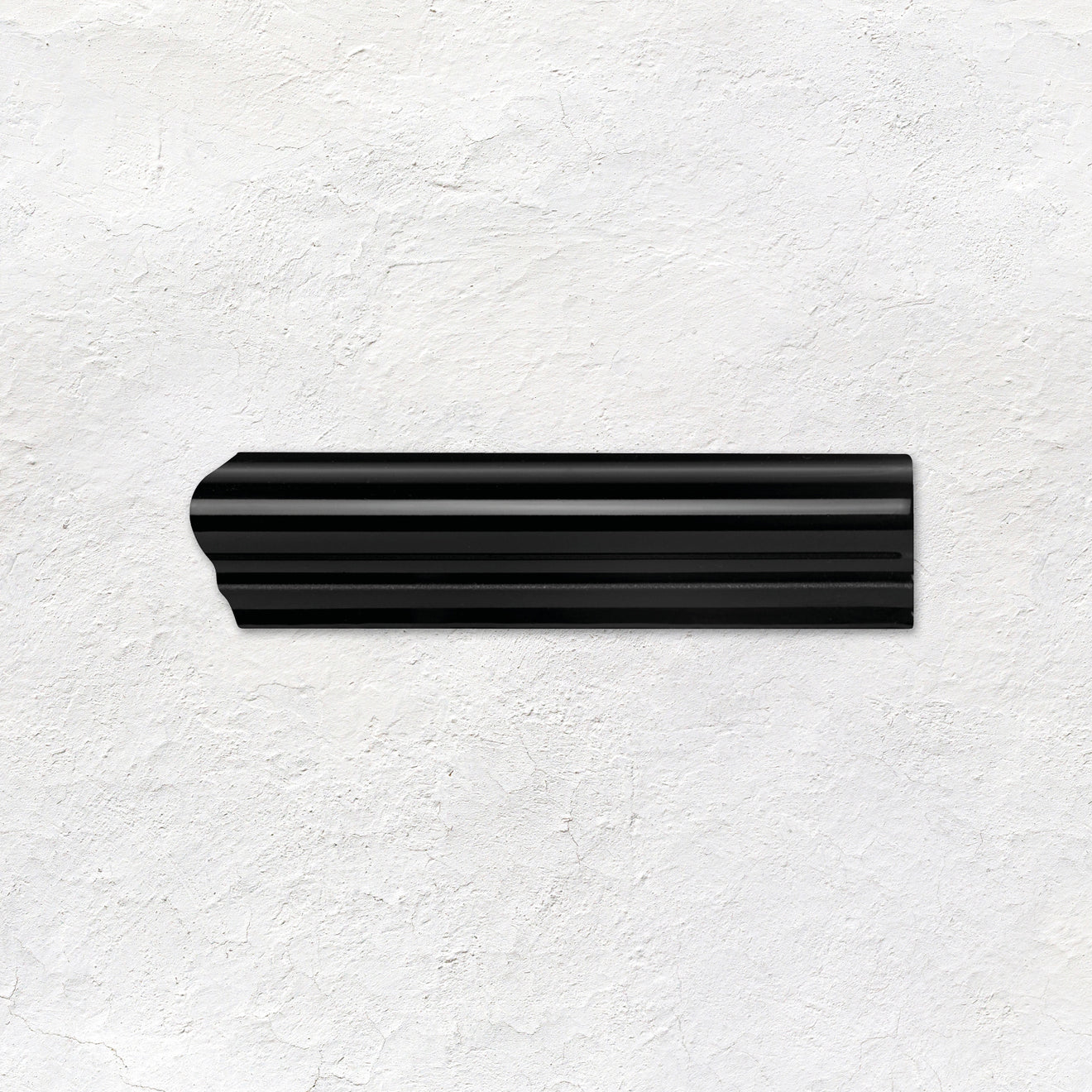 Jet Black Albert Left Corner Ceramic Wall Tile - Gloss