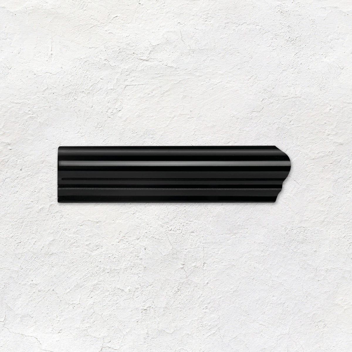 Jet Black Albert Right Corner Ceramic Wall Tile - Gloss