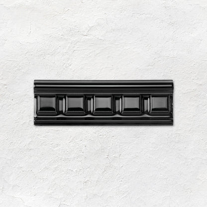 Jet Black Dentil Moulding Ceramic Wall Tile 152x50mm