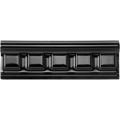 Jet Black Dentil Moulding Ceramic Wall Tile 152x50mm