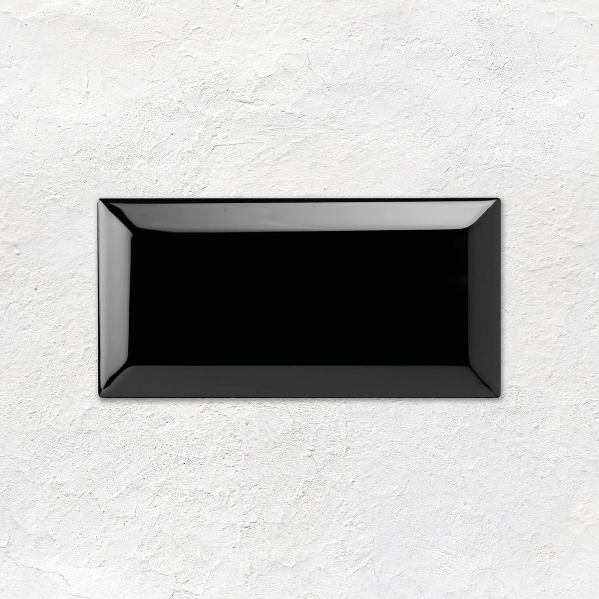 Jet Black Metro Bevelled Tile 150x75mm - Ceramic - Gloss