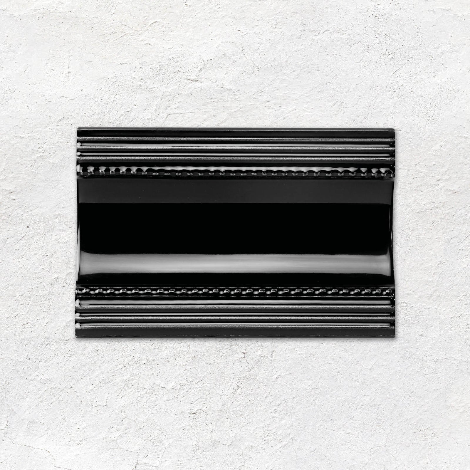 Jet Black Plain Cornice Ceramic Wall Tile 152x75mm
